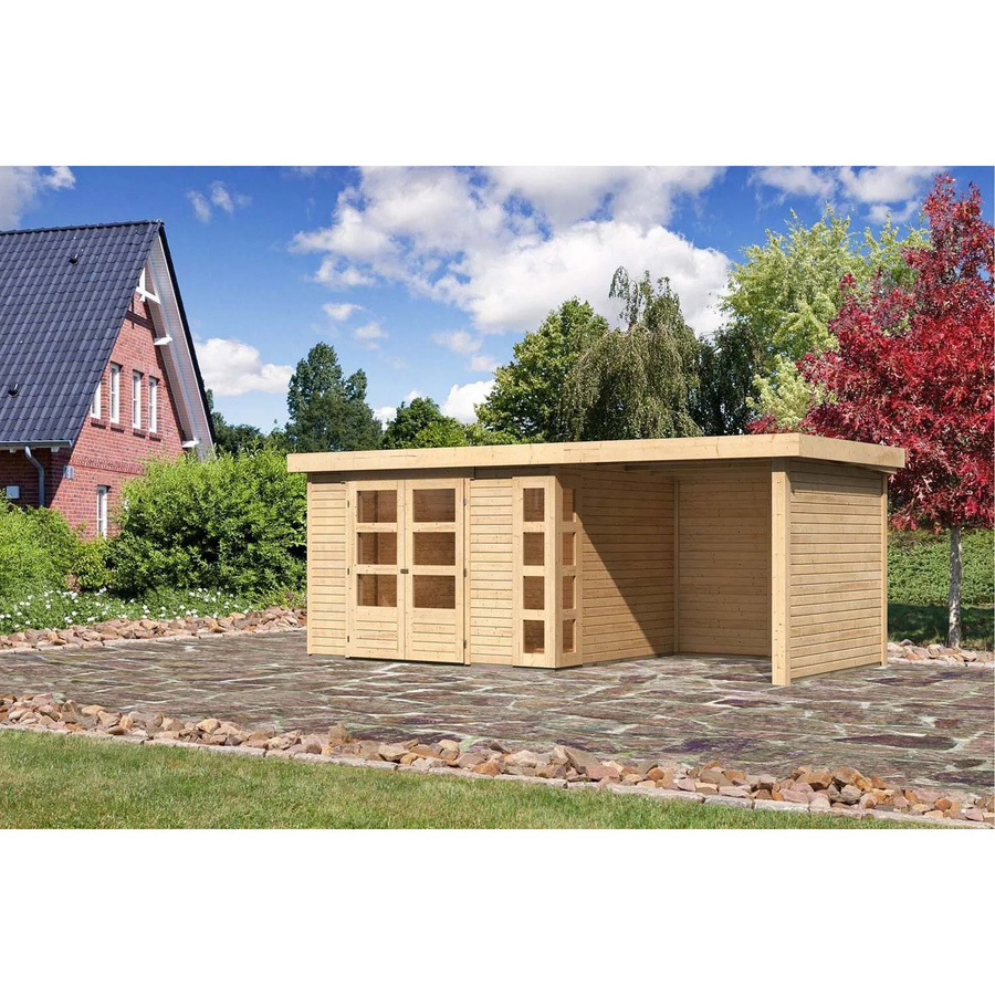 Karibu Holz-Gartenhaus Sölve in Natur mit Flachdach und modernem Design, B/T: 298 x 242 cm - Bild 2