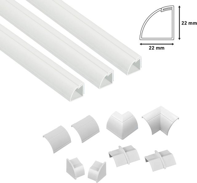 D-Line Kabelkanal-Set aus Kunststoff in Weiß, 9-teilig, B/H: 2,2 x 2,2 cm - Bild 1