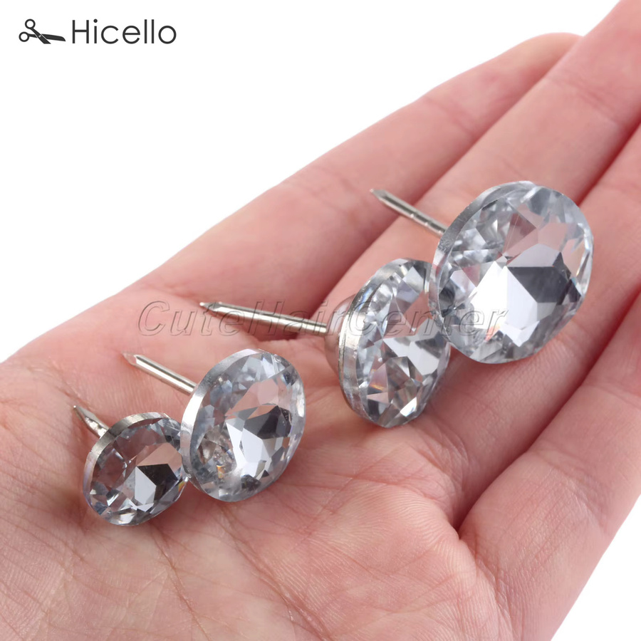 Hicello 10er Set Kristall Nägel aus Glas mit Diamant-Optik für Möbeldekoration und Nähen, Farbe: Transparent - Bild 3