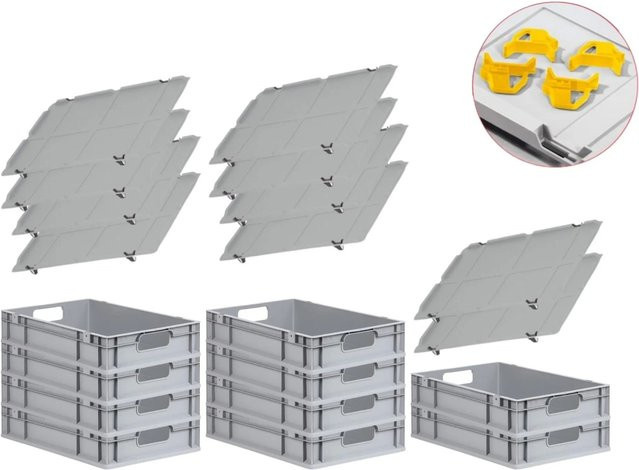PROREGAL Spar Set mit 10x Eurobox Nextgen Economy in Gelb inklusive Auflagedeckeln und 4x Schiebeschnappverschlüssen, H x B x T: 12 x 40 x 60 cm, 23 Liter pro Box - Bild 1