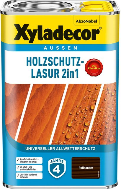 Xyladecor Holzschutz-Lasur 2in1 Palisander matt braun lösemittelbasiert - Bild 1
