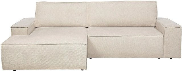 Vente-unique Schlafsofa Amelia in Beige mit L-Form und Strukturstoff - Bild 1