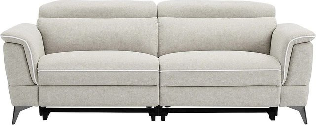Vente-unique Relaxsofa Macari in Beige mit verstellbarer Kopfstütze und USB-Ladefunktion, Breite: 216 cm - Bild 1