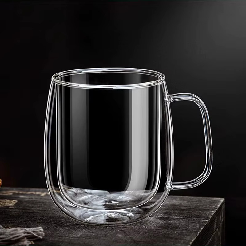 YWDL Doppelwandige Borosilikatglas-Tasse mit Henkel, transparente Kaffeetasse für Milch und Wasser, 250 ml - Bild 3