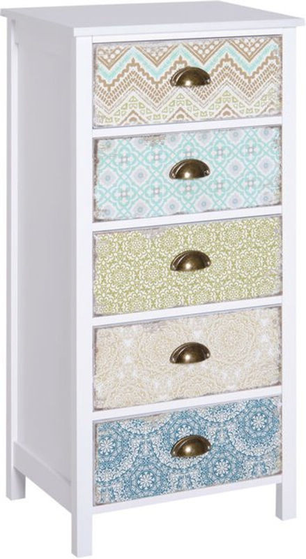 Homcom Schubladenkommode mit 5 Schubladen in Bunt im Landhaus- und Bohemian-Stil aus Kiefer und Holzwerkstoff - Bild 1