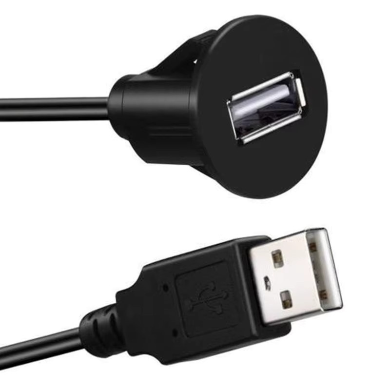 VHOHOUR USB 2.0 Auto Dashboard Unterputz Panel Wasserdichte Kabel Buchse und AUX Verlängerung in Schwarz - Bild 2