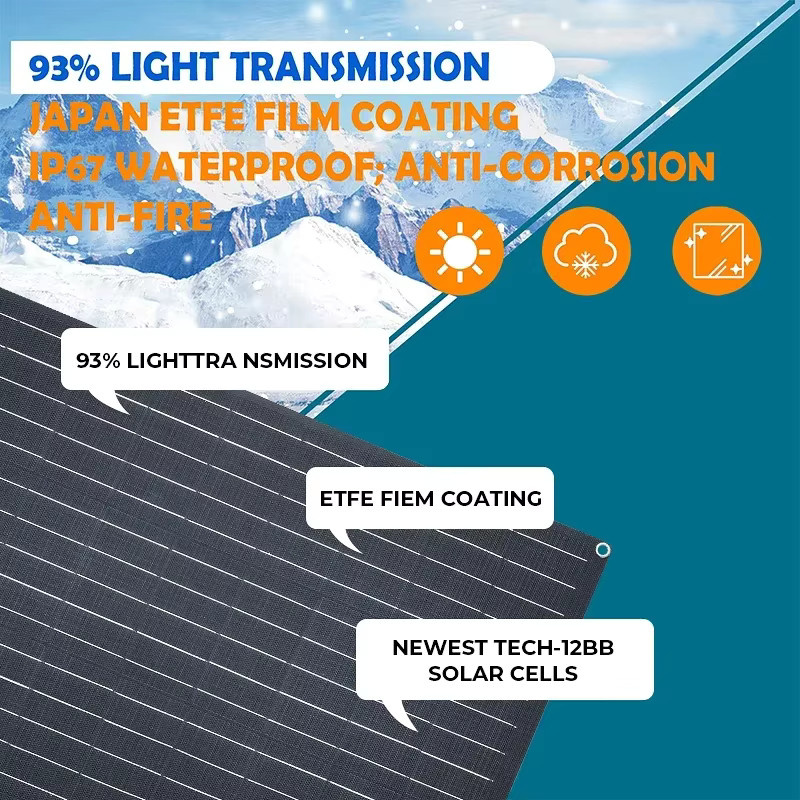 Luxuglow Flexibles Solarpanel mit monokristallinen Solarzellen in Schwarz für Camping, Yacht, Wohnmobil und Boot - Bild 3