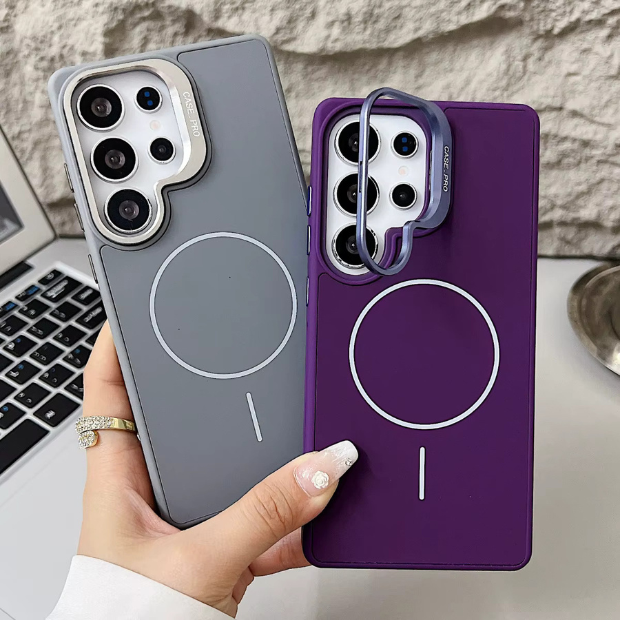 Samsung Silikon Handyhülle mit mattem Objektivhalter und magnetischer kabelloser Ladefunktion für Galaxy S26 Ultra Pro, S25 und S24 in Schwarz - Bild 1