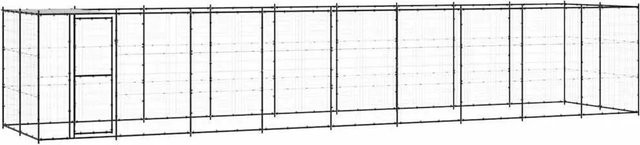 vidaXL Outdoor-Hundezwinger mit Überdachung aus Metall in Schwarz und Silber, 21,78 m² - Bild 1