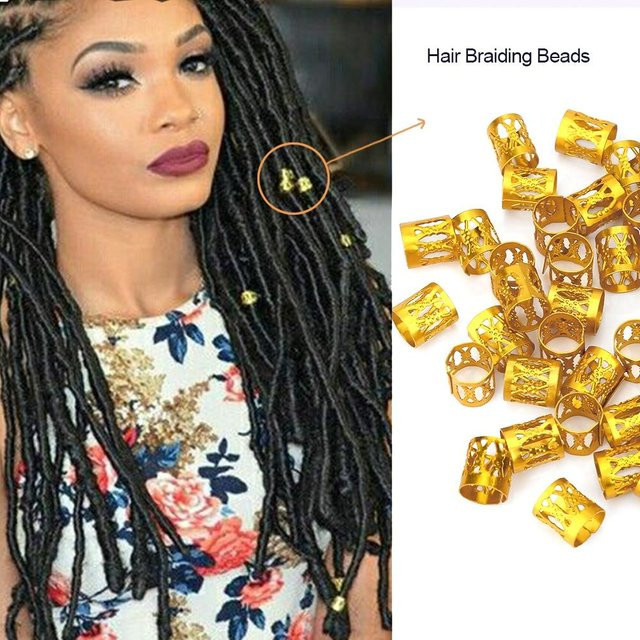 CosyHome Haar Braid Perle Ringe Manschette, 50 Stück, Gold beige, Unisex - Bild 1
