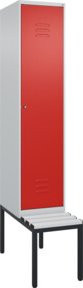 C+P Spind Classic PLUS Garderobenspind mit Sitzbank, 1 Abteil, Lichtgrau, B/T/H: 212 x 40 x 81,5 cm - Bild 1