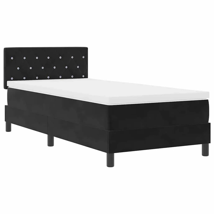 vidaXL LED Boxspringbett mit Matratze Schwarz Samt B/T/H: 100 x 200 x 103 cm - Bild 2