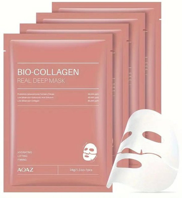 South Moon Bio-Kollagen-Gesichtsmaske mit Peptiden, 4 Stück, Normale Haut - Bild 1