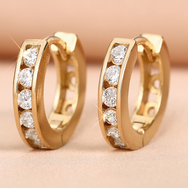 Huitan Creolen, Gold, Zirkonia, Damen - Bild 1