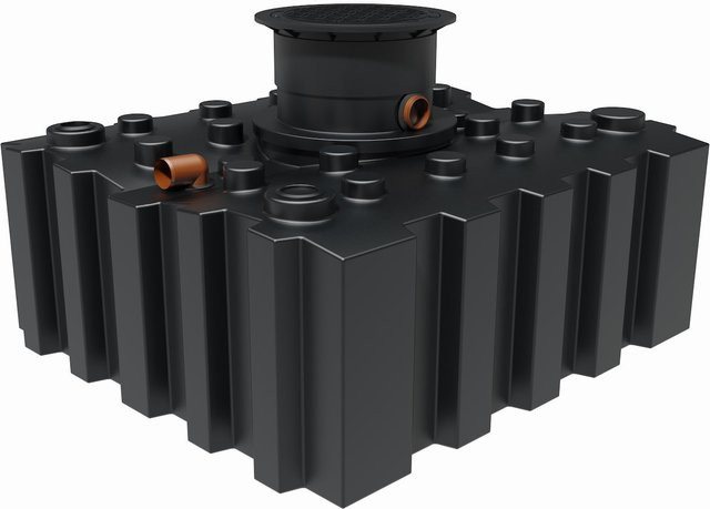 GreenLife Regenwasser-Flachtank mit Biovitor und begehbarer Sicherheitskunststoffabdeckung, Schwarz, 3.000 l - Bild 1