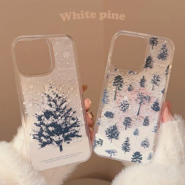 MUQGEW Glitzer Handyhülle Snow Mountain Rime Treibsand für iPhone 16 15 14 13 Pro Max, transparent, stoßfeste Hartschale - Bild 1