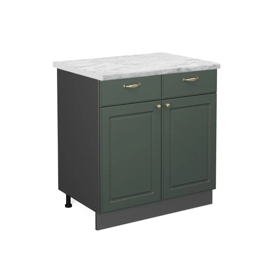 Vicco Küchenunterschrank Fame-Line Landhausstil in Grün-Gold und Anthrazit mit Marmor-Optik, B/T/H: 80 x 60 x 82 cm - Bild 2