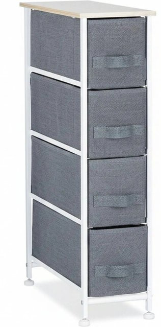 Relaxdays Regalsystem aus Stahl und MDF in Grau mit 4 Schubfächern, B/T/H: 76 x 20 x 48 cm - Bild 1