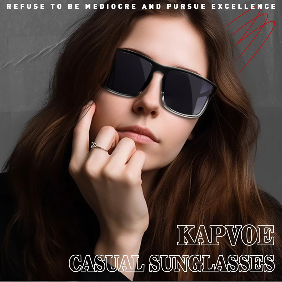 Kapvoe Sportsonnenbrille, Vollrand, Kunststoff, Schwarz, Unisex, polarisiert - Bild 2