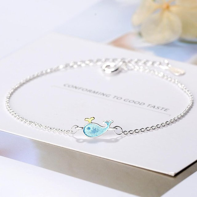 Armband 925 Silber, Wal, Delphin, Blau, Damen - Bild 1