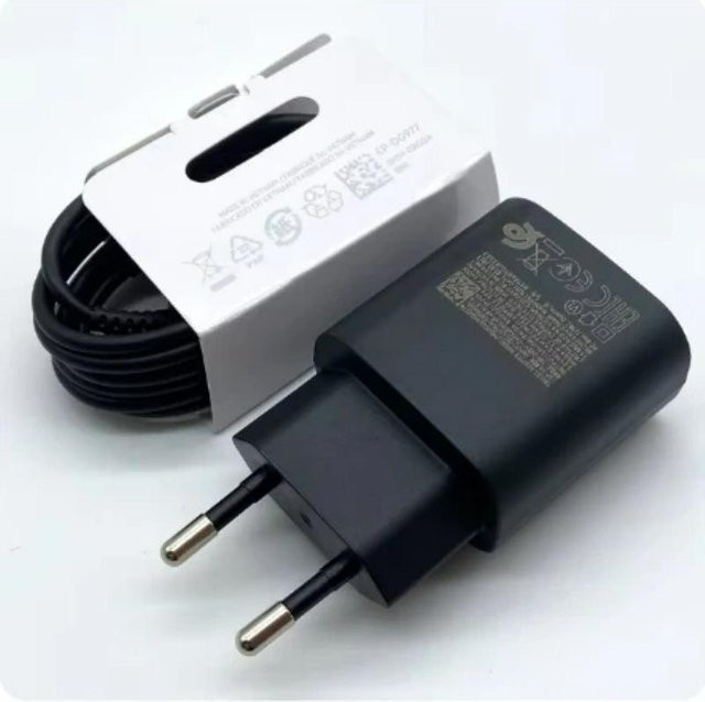 Samsung 25W USB-C Schnellladegerät mit Ladekabel in Schwarz für Galaxy S25 S24 S23 S22 S21 S20, Note20 Ultra, Note10, A55 M54 F55 A36 A16 A34 A54 - Bild 1
