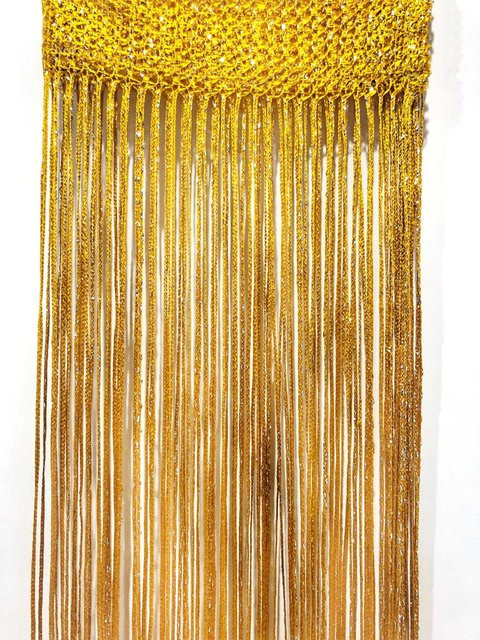 Mango Event Fadenvorhang mit glänzenden Quasten in Gold, Breite: 100 cm, Höhe: 200 cm - Bild 1