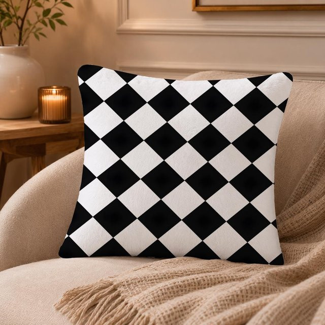 JMG Clothing Kissenbezug mit Schwarz-Weiß-Muster aus seidigem Kurzplüsch, Anti-Hausstaubmilben, B/H: 50 x 50 cm - Bild 1
