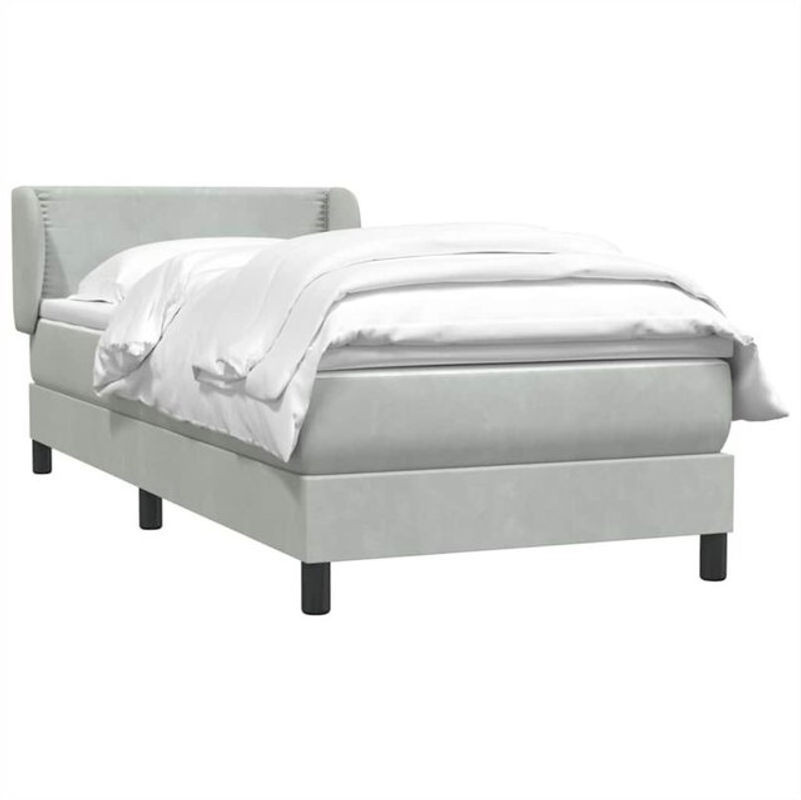 vidaxl Boxspringbett mit Matratze aus Samt in Grau B/L: 80 x 210 cm - Bild 1