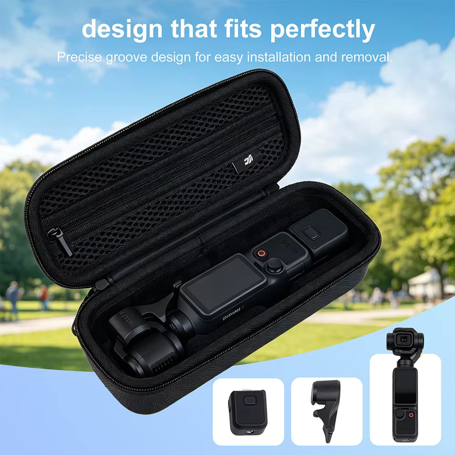 XFJI Tragbare Schutzhülle in Schwarz als harte Aufbewahrungstasche für die DJI Osmo Pocket 4 Standard Combo Gimbal-Kamera und Zubehör - Bild 2