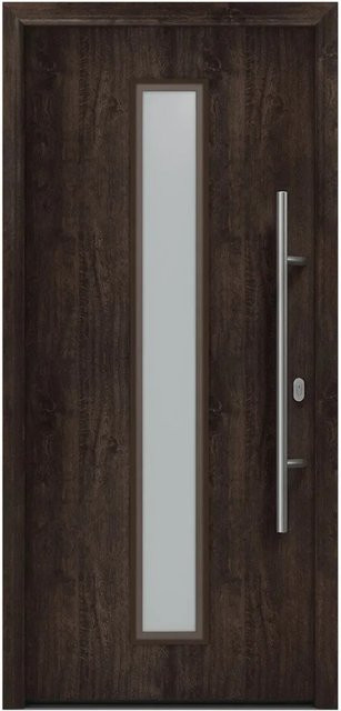 EcoStar Haustür Isopro IP 020S in Eiche Dunkel mit Glaseinsatz, modern, B/H: 110 x 210 cm, DIN Rechts - Bild 1