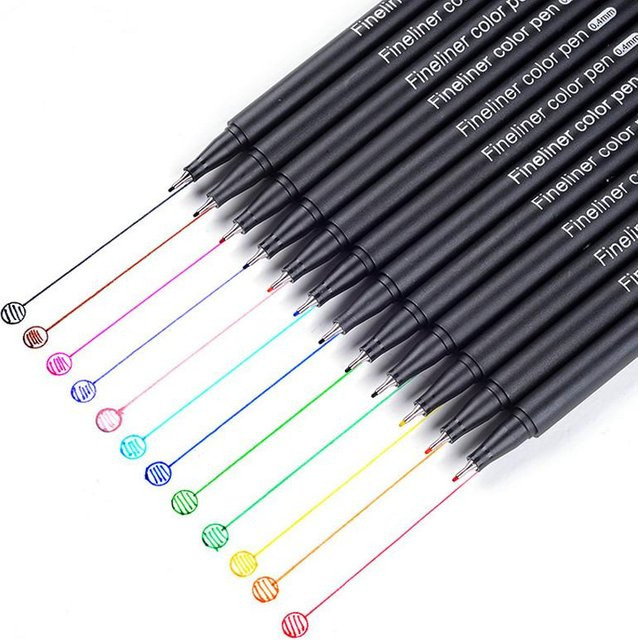 XYNN Fineliner Marker Set 12er Pack, 0,4mm Stifte in Grau und Multicolour für Malerei, Skizzen und Journaling - Bild 1