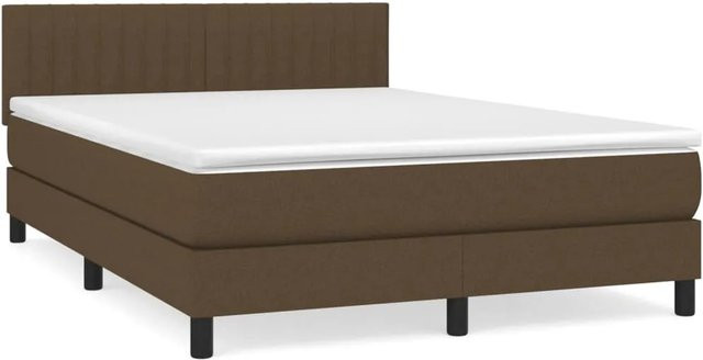 vidaXL Boxspringbett mit Matratze in Dunkelbraun, Hybridbett mit Taschenfederkern, B/T: 140 x 200 cm - Bild 1