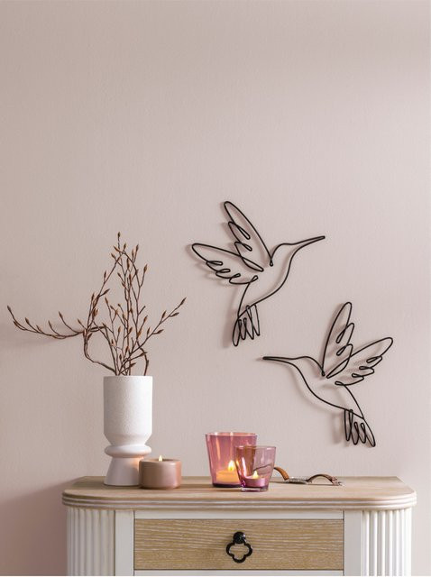 Wanddeko Kolibri-Motiv von Heine Home aus Metall in Schwarz, B: 28,0 cm, H: 30,0 cm, T: 2,0 cm - Bild 1