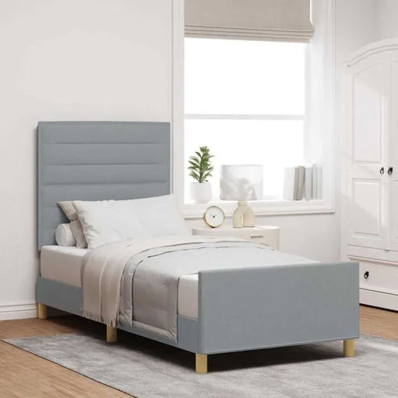 Modernes Polsterbett mit Kopfteil von vidaXL in Grau, Stoff, B/T: 80 x 200 cm - Bild 1