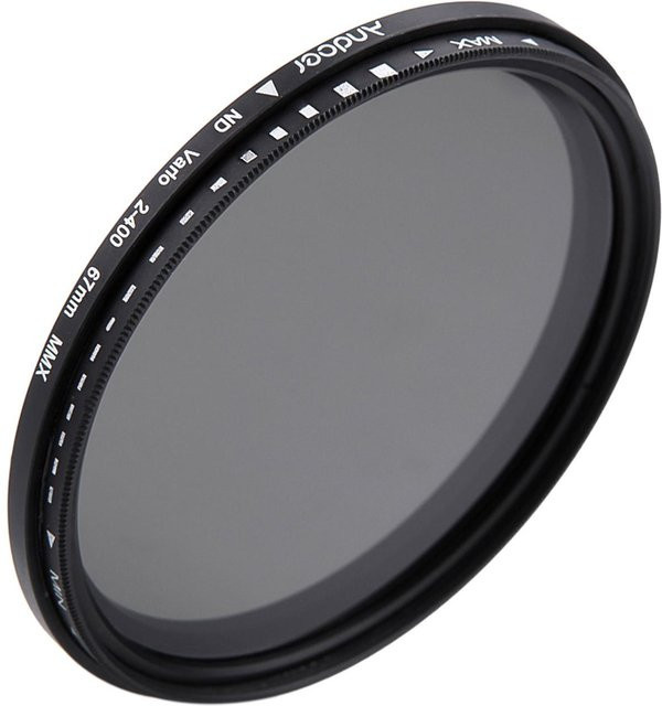 Andoer ND Fader Variabler Neutral Density Filter ND2 bis ND400 für Canon und Nikon Kameras, Durchmesser: 67 mm, Farbe: Grau - Bild 1