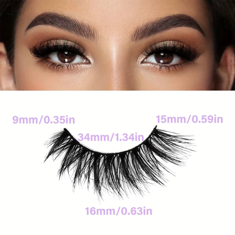 3D Falsche Wimpern Katzenaugen-Look, Black, 5 Paar, Unisex - Bild 4
