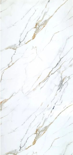 Aluverbund24 PVC Wandpaneele Carrara Gold Marmor-Optik Hochglanz, B: 122 cm, H: 244 cm - Bild 1