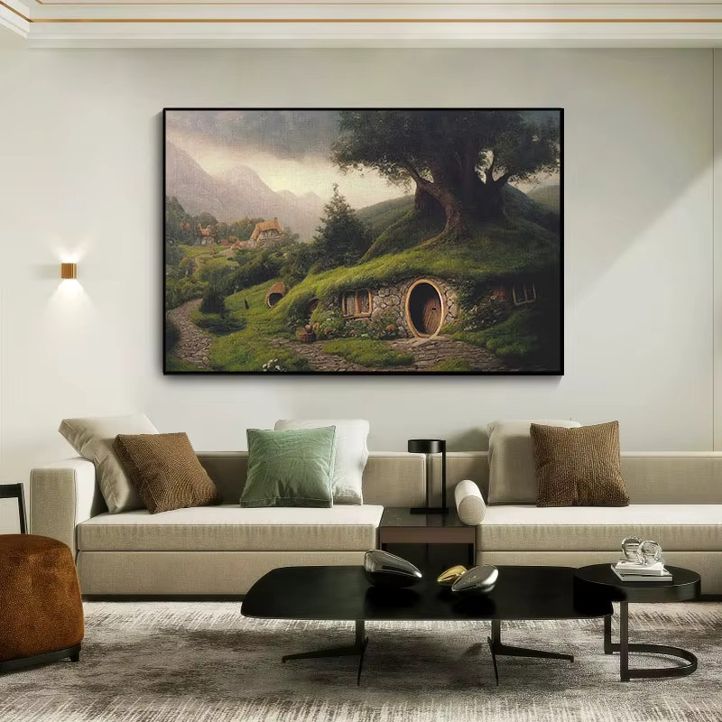 S-Shire Leinwandbild Hobbit-Höhle Landschafts-Poster als Wandkunst für dein Wohnzimmer in Mehrfarbig - Bild 3