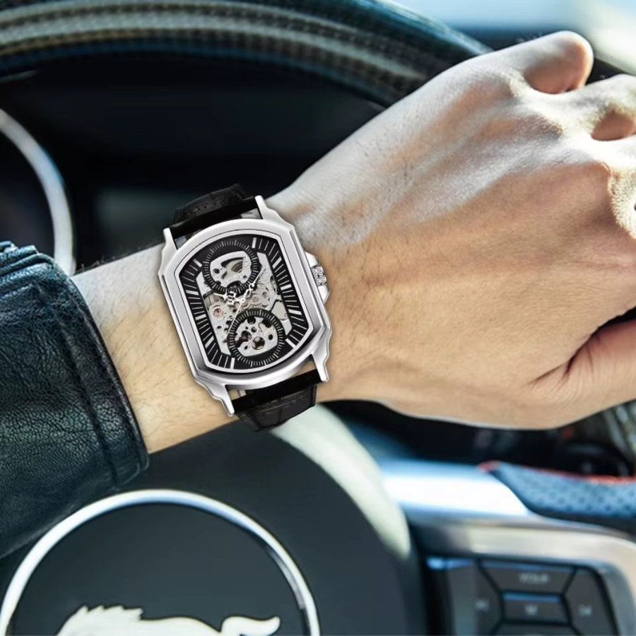 FORSINING Armbanduhr Automatik, Skelett, Lederarmband, Herren - Bild 3