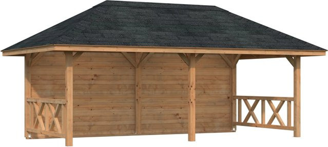 Palmako Holz-Pavillon Bianca Set aus Fichtenholz in Braun, B/H/T: 588 x 319 x 300 cm, tauchgrundiert - Bild 1
