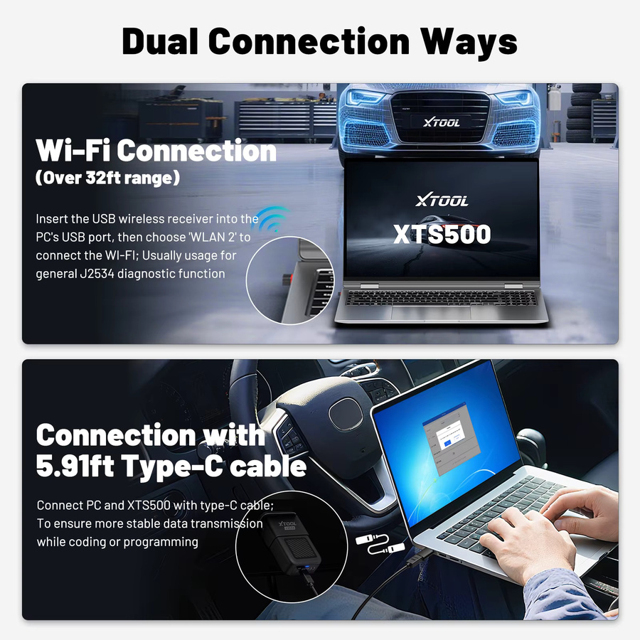 XTOOL XTS500 J2534 Passthru Programmierer Enhanced VCI in Schwarz mit CANFD und DoIP für OEM-Level ECU Programmierung und Autodiagnose kompatibel mit über 18 Fahrzeugmarken - Bild 5
