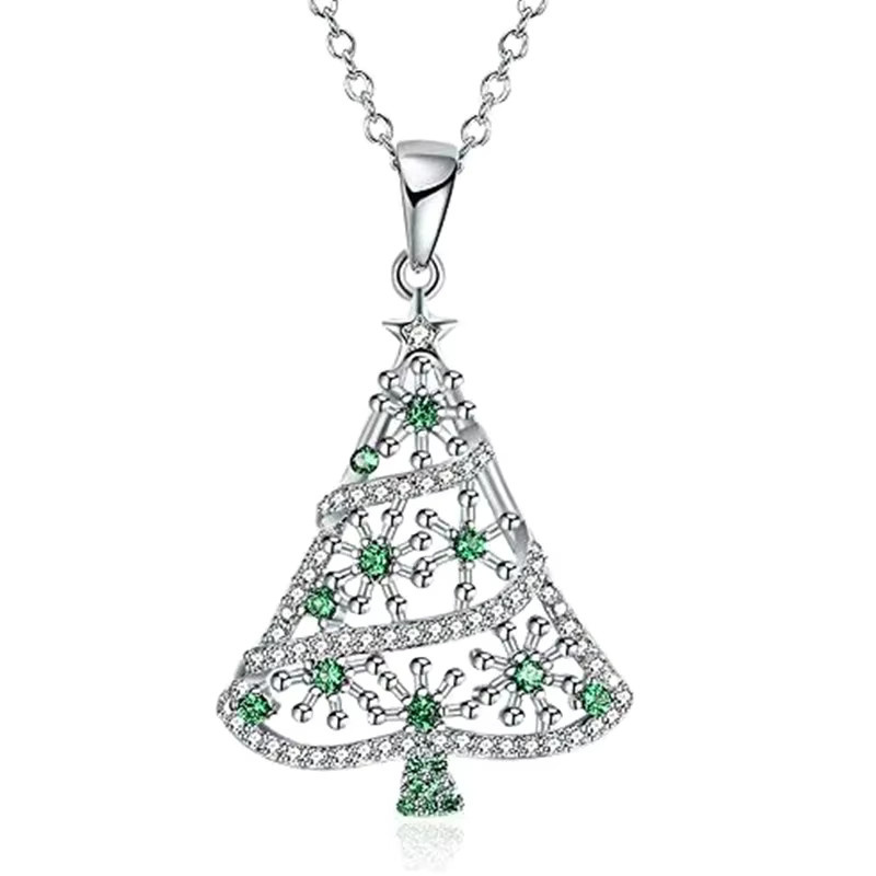 Huita Halskette mit Anhänger, Silber, Zirkonia, Damen, Weihnachtsbaumform - Bild 2