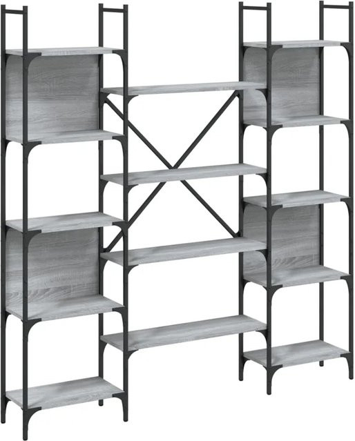 vidaXL Bücherregal Grau Sonoma aus Holzwerkstoff, B/T/H: 155,5 x 24 x 166,5 cm - Bild 1