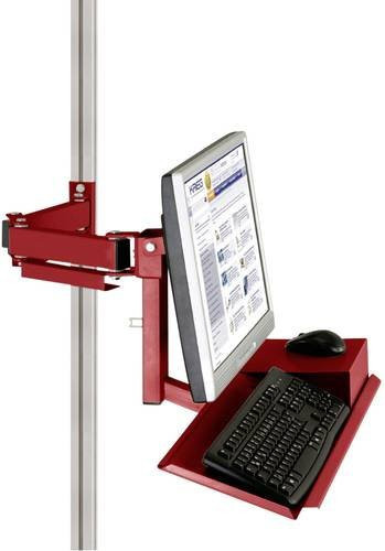 Manuflex LZ8200.3003 ESD Standard ESD-Monitorträger für Alu-Aufbauportale mit Tastatur- und Mausfläche und VESA-Adapter 75mm in Rot - Bild 1