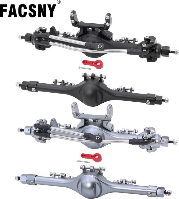 Axial Aluminium Vorder- und Hinterachsen-Set mit Servohalterung, 1:10, Metall, Schwarz - Bild 1
