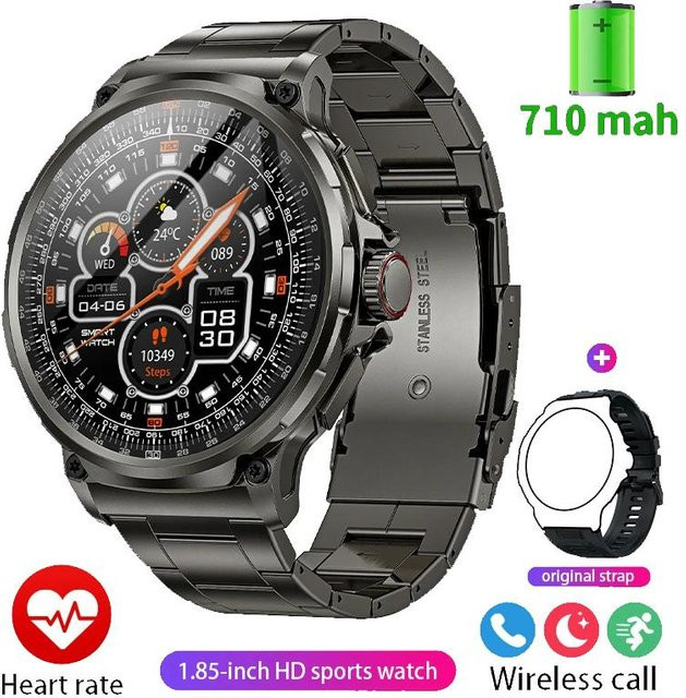 COLMI GPS-Track Smartwatch in Militärqualität für Herren mit 1,85 Zoll Ultra HD Display, Bluetooth-Anruf, Blutdruck- und Blutsauerstoffmessung, Schwarz - Bild 1