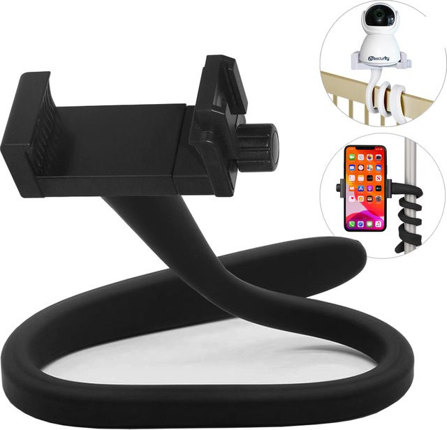 Zysecurity Universeller Babyphone-Halter mit flexiblem Silikon-Clip für IP-Kameras, lochfreie Halterung, Schwarz oder Weiß - Bild 1