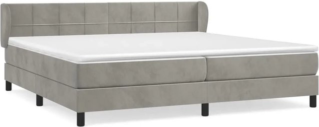 vidaXL Boxspringbett mit Matratze in Grau aus Samt, Hybrid-Design mit Taschenfederkern, B/T/H: 200 x 200 x 78 cm - Bild 1