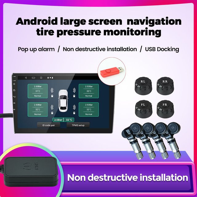 AUTOSHARK Android-Navigationssystem mit großem Bildschirm, TPMS Reifendrucküberwachung und IPX7 wasserdichter Schutz, Schwarz - Bild 1