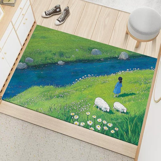 Schmutzabweisende Bodenmatte aus PVC mit Drahtring-Design in Grün, B/B: 40 x 60 cm - Bild 1